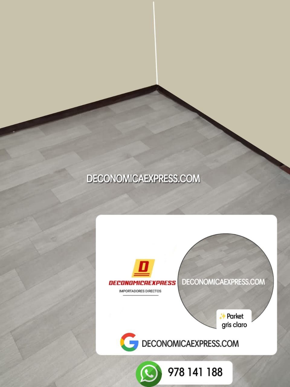 PISOS VINÍLICOS PVC PARKET GRIS CLARO TRANSITO MEDIO