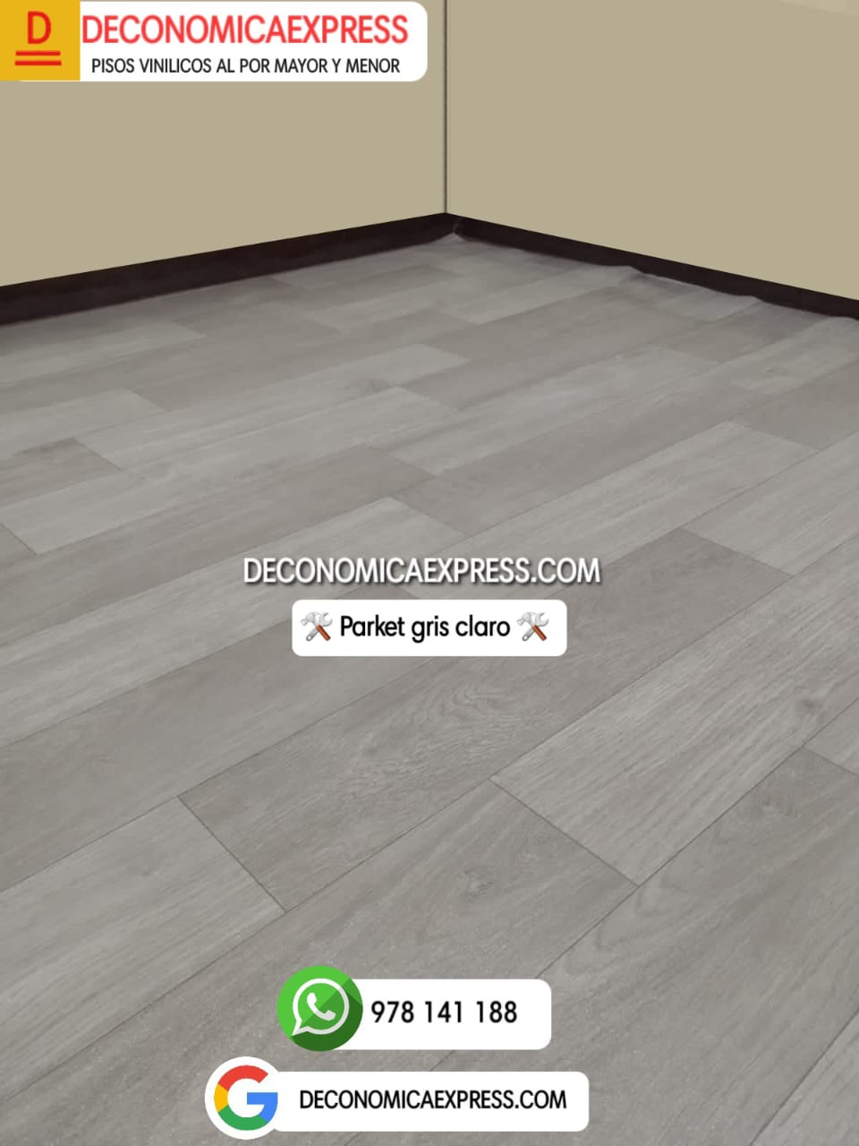 PISOS VINÍLICOS PVC PARKET GRIS CLARO TRANSITO MEDIO